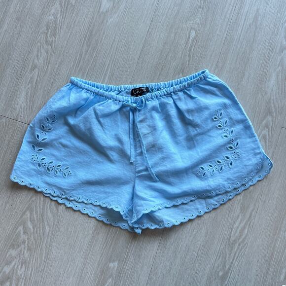 J Crew Eyelet Short In Linen Cotton Blend Womens XS Blue - Picture 1 of 8